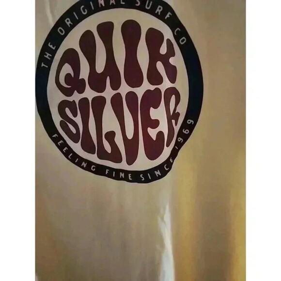 Quiksilver Shirt Mens Large Surfer Skater Streetwear Graphic Logo Yellow CR5 - Picture 1 of 6